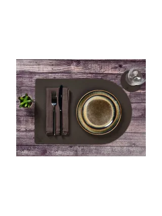 Sous-verre rond réversible - 6 pièces - Cuir recyclé blanc crème et vert de gris 27