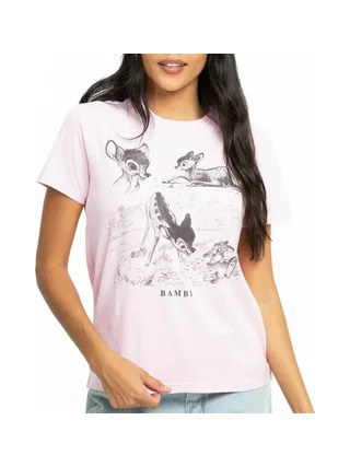 T-Shirt Rose Femme Disney Bambi & Thumper Nature 1