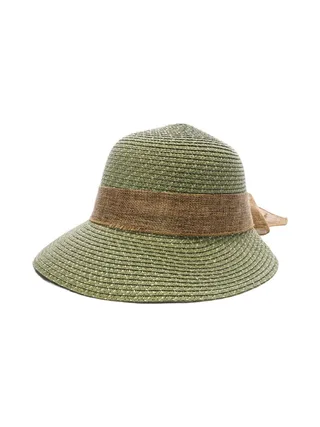 Chapeau de soleil en paille Kaki Via Lorenzo Pan Coupe Ocean 1