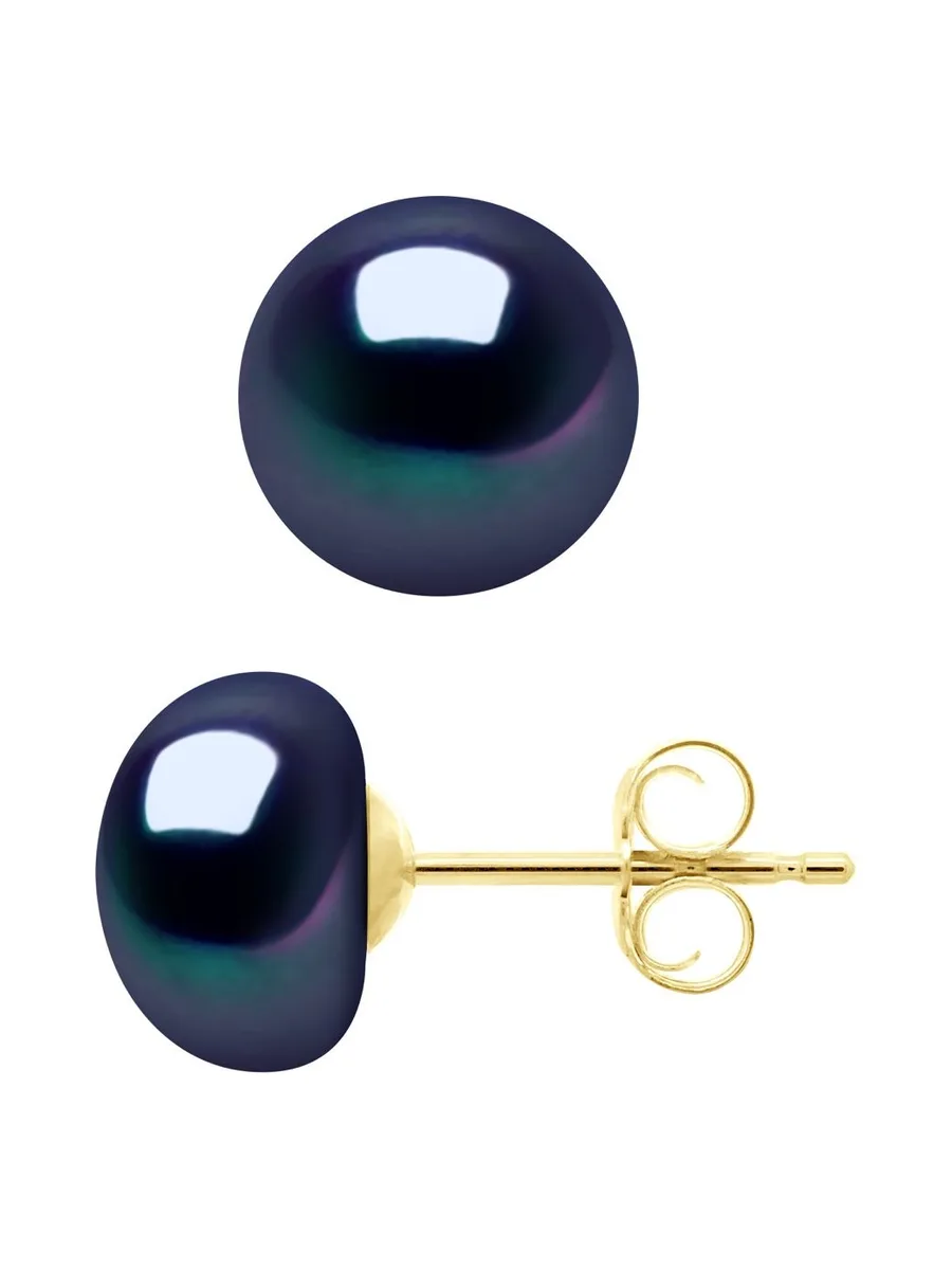 Boucles d'Oreilles Véritables Perles de Culture d'Eau Douce Boutons 8-9 mm — Vermeil 1