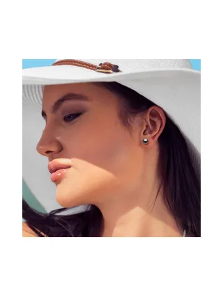 Boucles d'Oreilles Véritables Perles de Tahiti Rondes 7-8 mm — Or Blanc 375 Millièmes 2