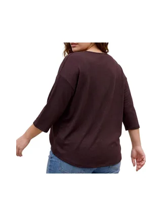 T-Shirt Marron Femme Vero Moda Ckanva 3/4 2