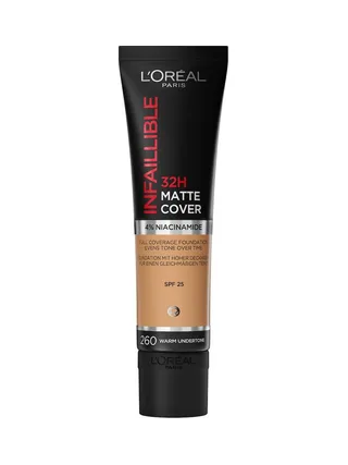 Fond de teint L'Oréal Paris Infaillible Matte Cover 260 Warm / Soleil Doré 1