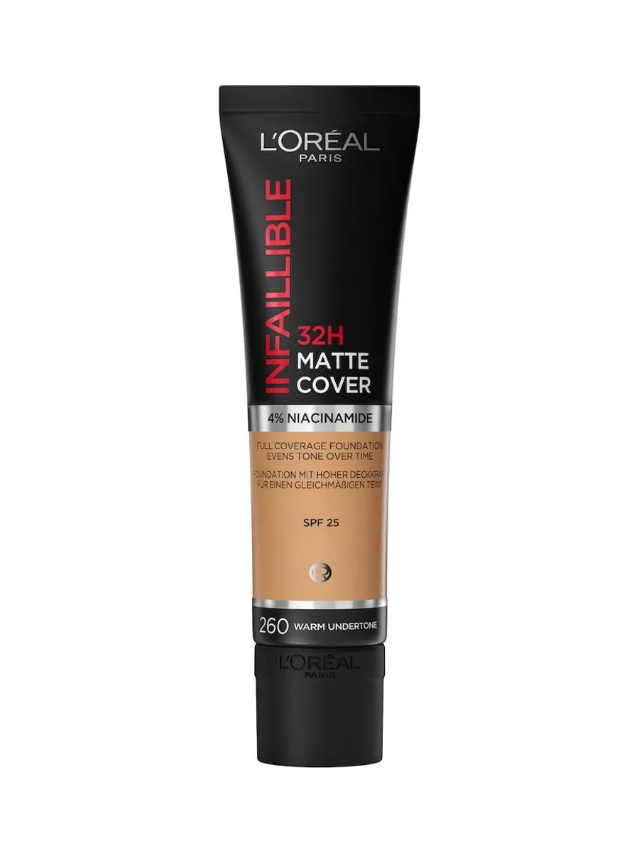 Fond de teint L'Oréal Paris Infaillible Matte Cover 260 Warm / Soleil Doré 2