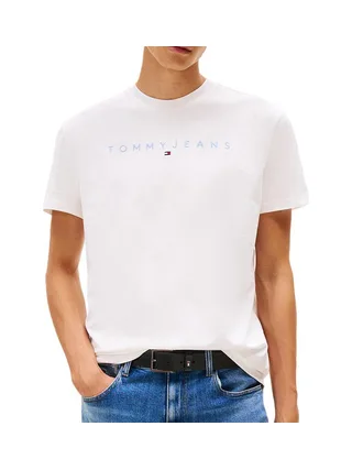 T-Shirt Blanc Homme Tommy Hilfiger Reg Linear 1
