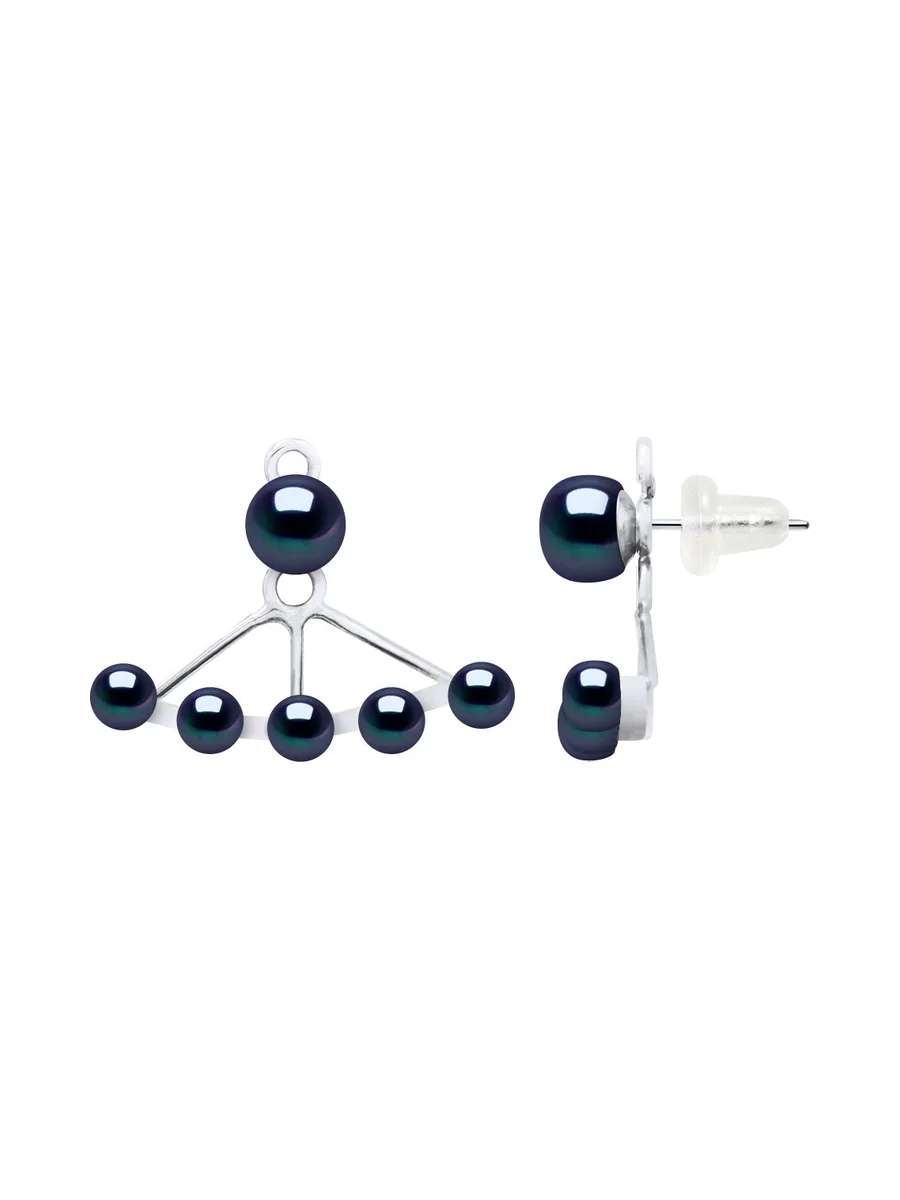 Boucles d'Oreilles Véritables Perles d'Eau Douce Rondes 6 mm — Argent 925 Millièmes Rhodié 1