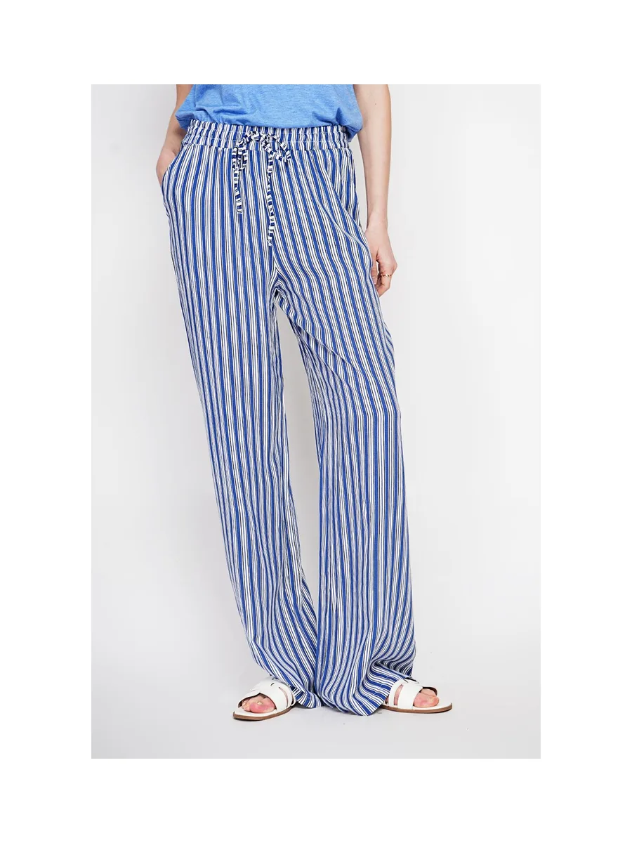 Pantalon taille haute à rayure avec cordons de serrage avec poches 8