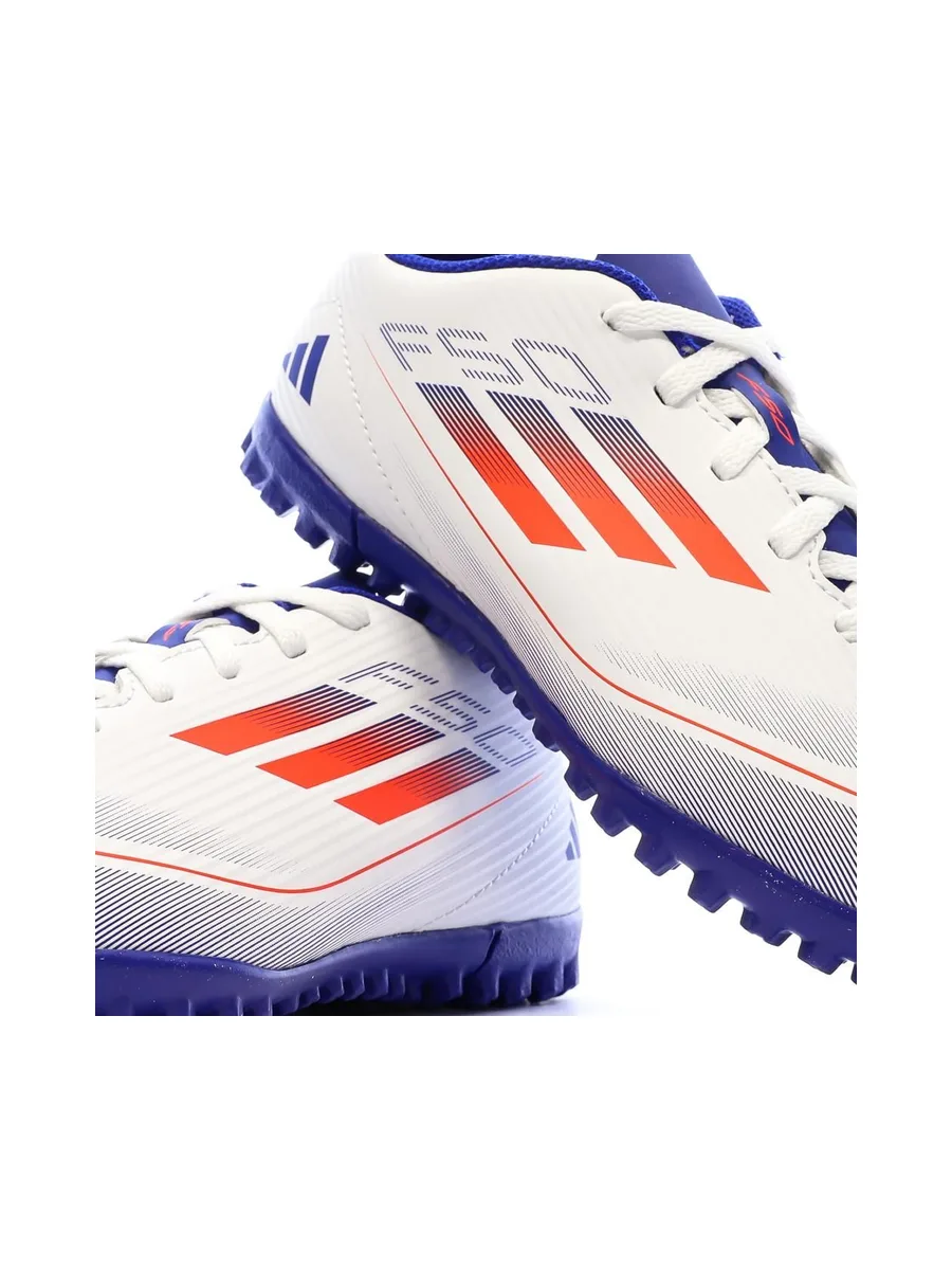 Chaussures Blanc/Bleu Garçon Adidas F50 Club 8