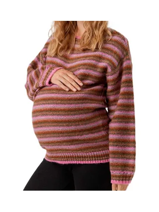 Pull de Grossesse Rose/Marron Femme Mamalicious Sandra 1