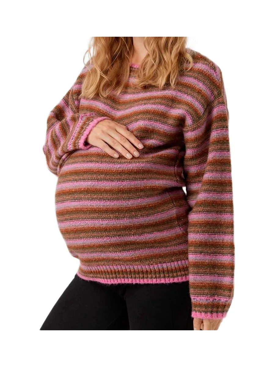Pull de Grossesse Rose/Marron Femme Mamalicious Sandra 2