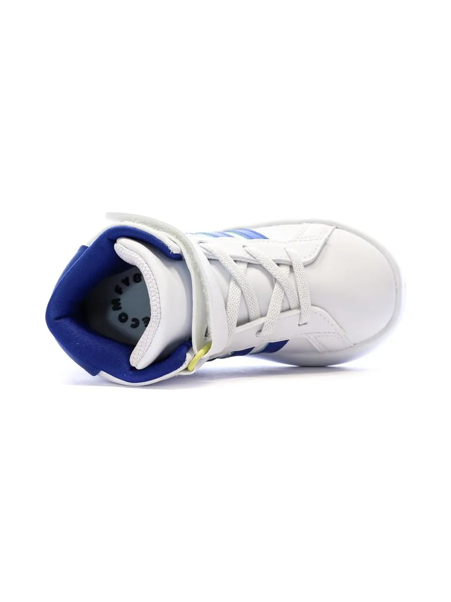 Baskets Blanches/Bleu Garçon Adidas Grand Court Mid 4