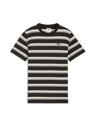 T-Shirt Noir/Gris/beige Garçon Puma Ess Elevated Striped 1