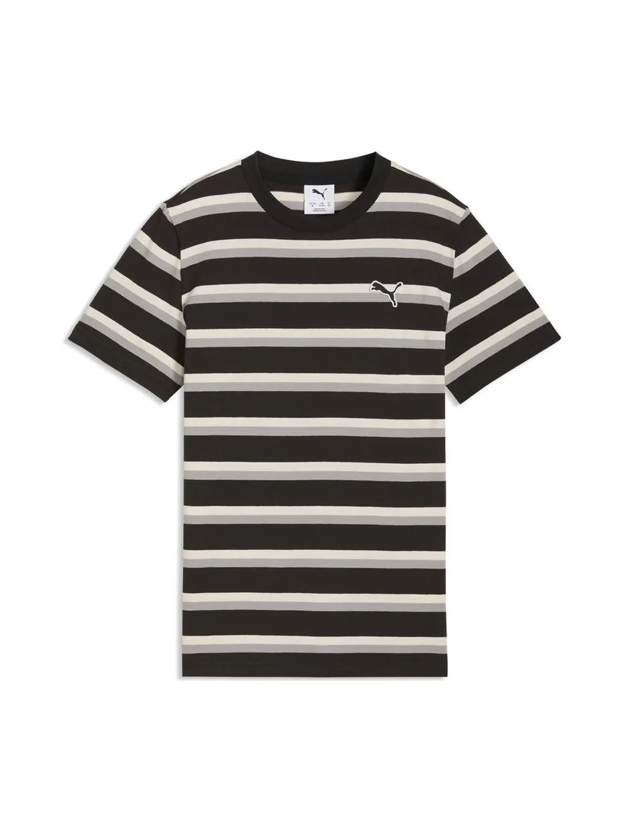 T-Shirt Noir/Gris/beige Garçon Puma Ess Elevated Striped 2