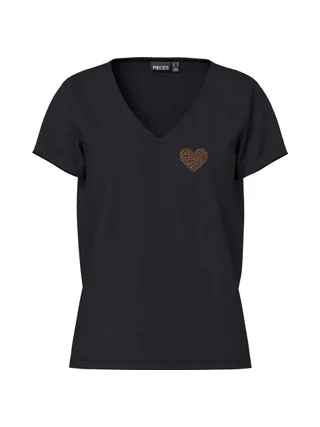 T-Shirt Noir Femme Pieces Pcoda 1