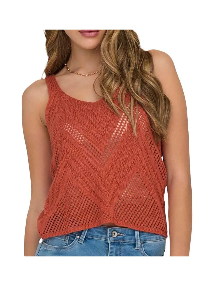 Top Crochet Terracotta Femme Jdy 15226348 1