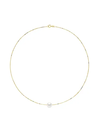 Collier Véritable Perle d'Eau Douce Ronde 9-10 mm — Or Jaune 375 Millièmes — 42 cm 3