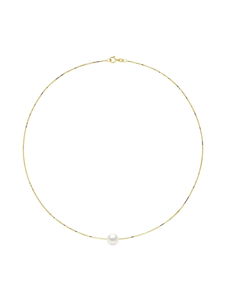 Collier Véritable Perle d'Eau Douce Ronde 9-10 mm — Or Jaune 375 Millièmes — 42 cm 3
