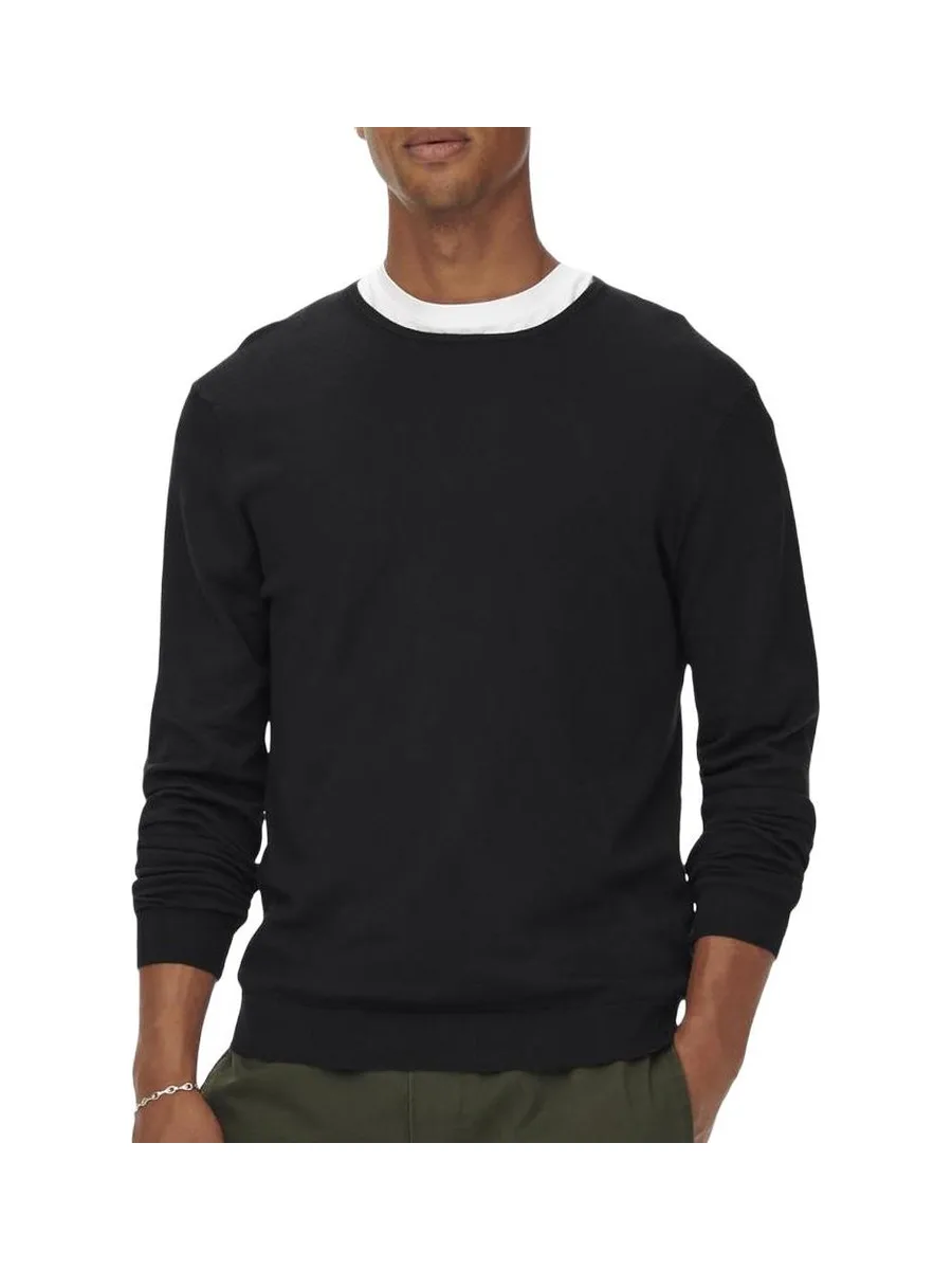 Pull Noir Homme Only & Sons Life Crew Knit 2
