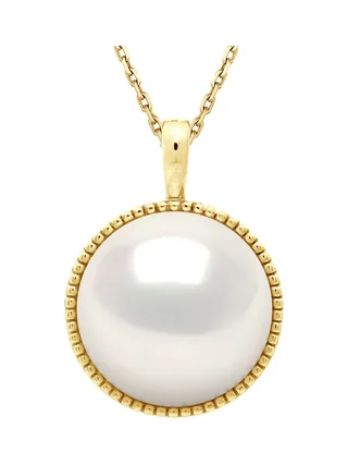 Pendentif Bélière Véritable Perle de Culture d'Eau Douce Bouton 10-11 mm — Or Jaune 375 Millièmes 1
