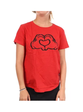 T-Shirt Rouge Femme Disney Love Hands 1