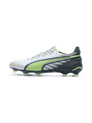 Chaussures de Foot Blanches/Noires/Vertes Homme Puma King Ultimate FG/AG 1