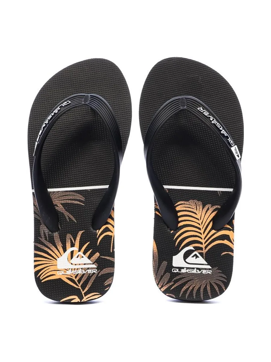 Tongs Noir/Orange Garçon Quiksilver Java Quik 4