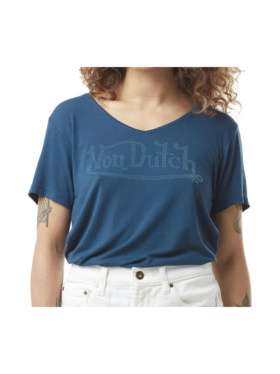 T-shirt Bleu Femme Von Dutch Slub M 2