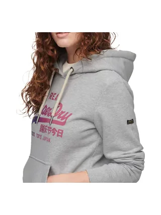 Sweat à Capuche Gris Femme Superdry Tonal Vl Graphic 2