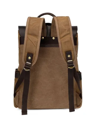 ED - Sac à dos en cuir véritable et toile enduite - Bleu 12