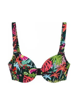 Haut de maillot de bain Vert/Rouge à Motifs Femme Grain de Sable Zigzag 1