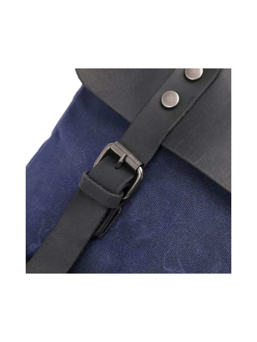 ED - Sac à dos en cuir véritable et toile enduite - Bleu 39