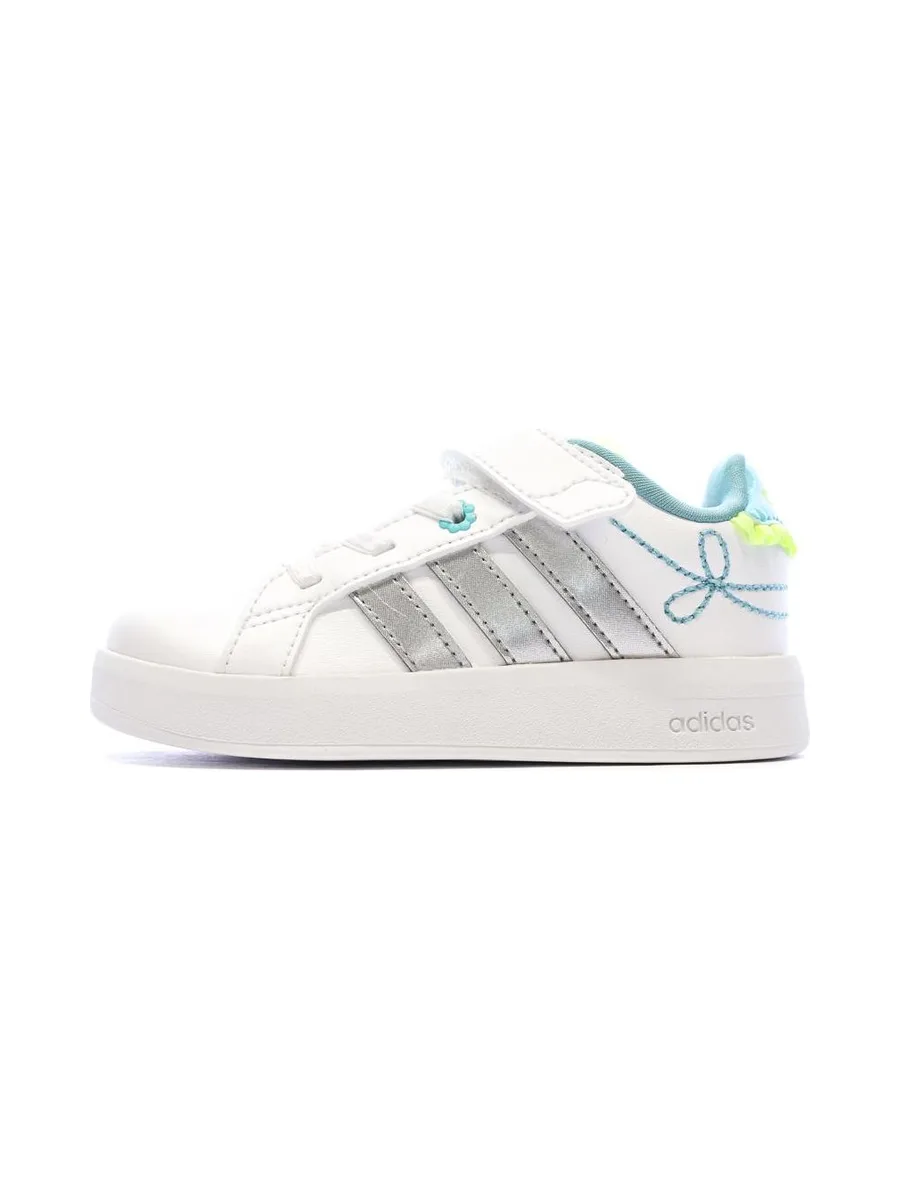 Baskets Blanc/Argent Enfant Adidas Grand Court 2