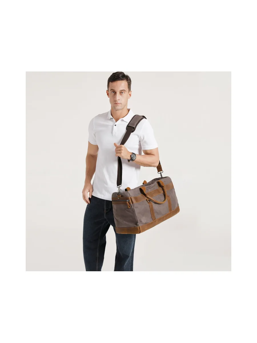 VLAD - Sac de voyage en cuir véritable et toile enduite - Bleu 57