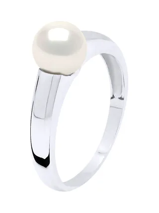 Bague Jonc Véritable Perle de Culture d'Eau Douce Ronde 7-8 mm — Argent 925 Millièmes Rhodié 1