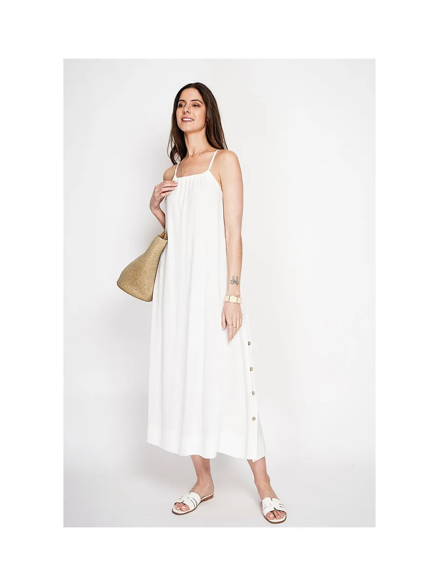 Robe longue en bretelle boutonnage sur les cotes 1