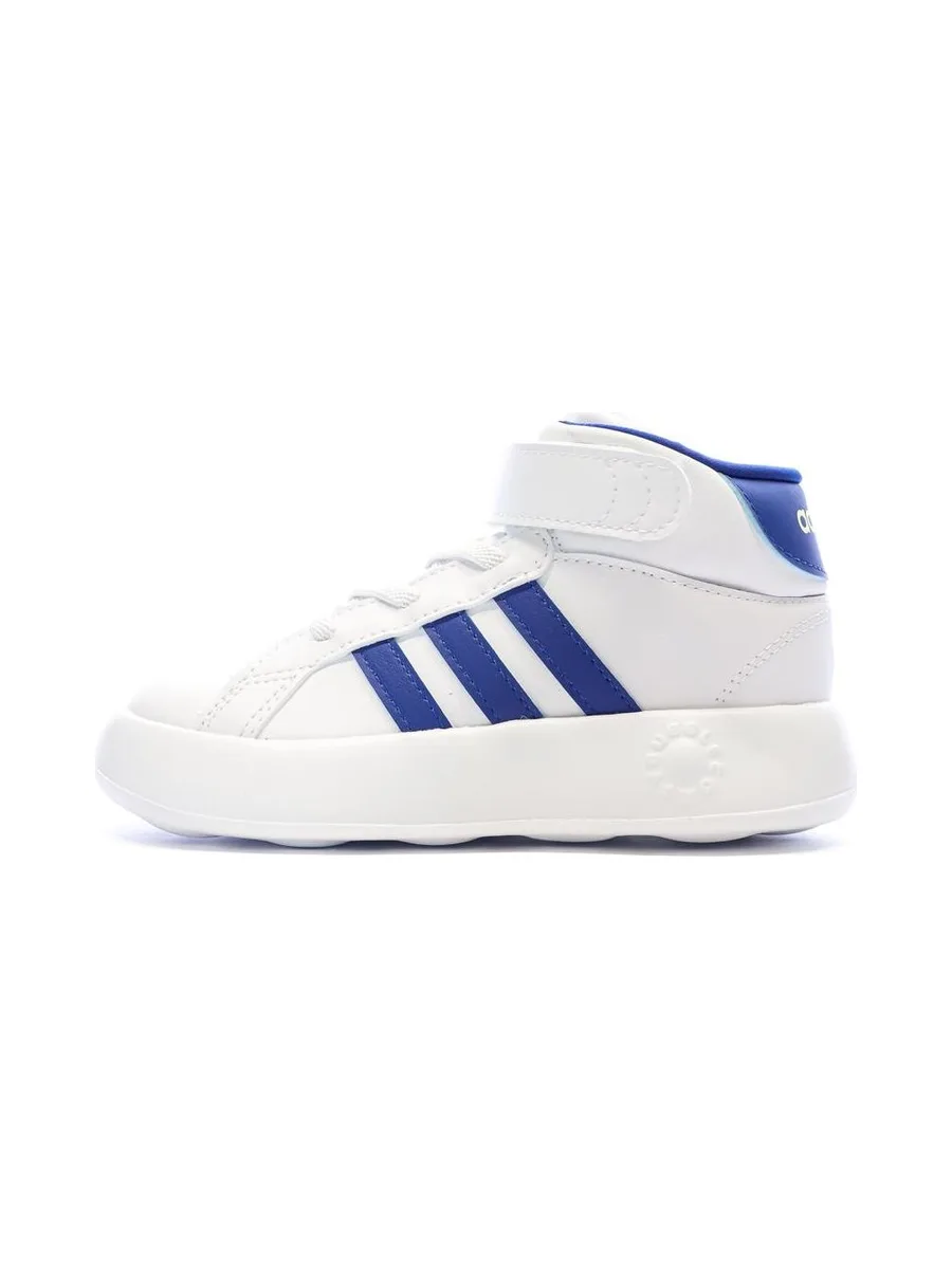 Baskets Blanches/Bleu Garçon Adidas Grand Court Mid 1