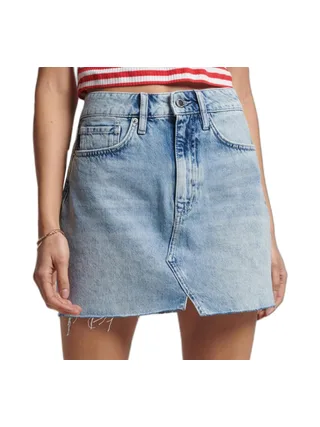 Jupe en jean Bleu Clair Femme Superdry Mini Skirt 1