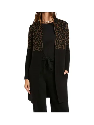 Gilet Noir/Marron Femme Morgan jacquard léopard 1