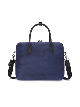 YANN - Sacoche en cuir véritable et toile enduite - Bleu 4