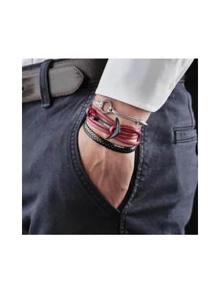 Bracelet Abbesses rouge - cuir 2