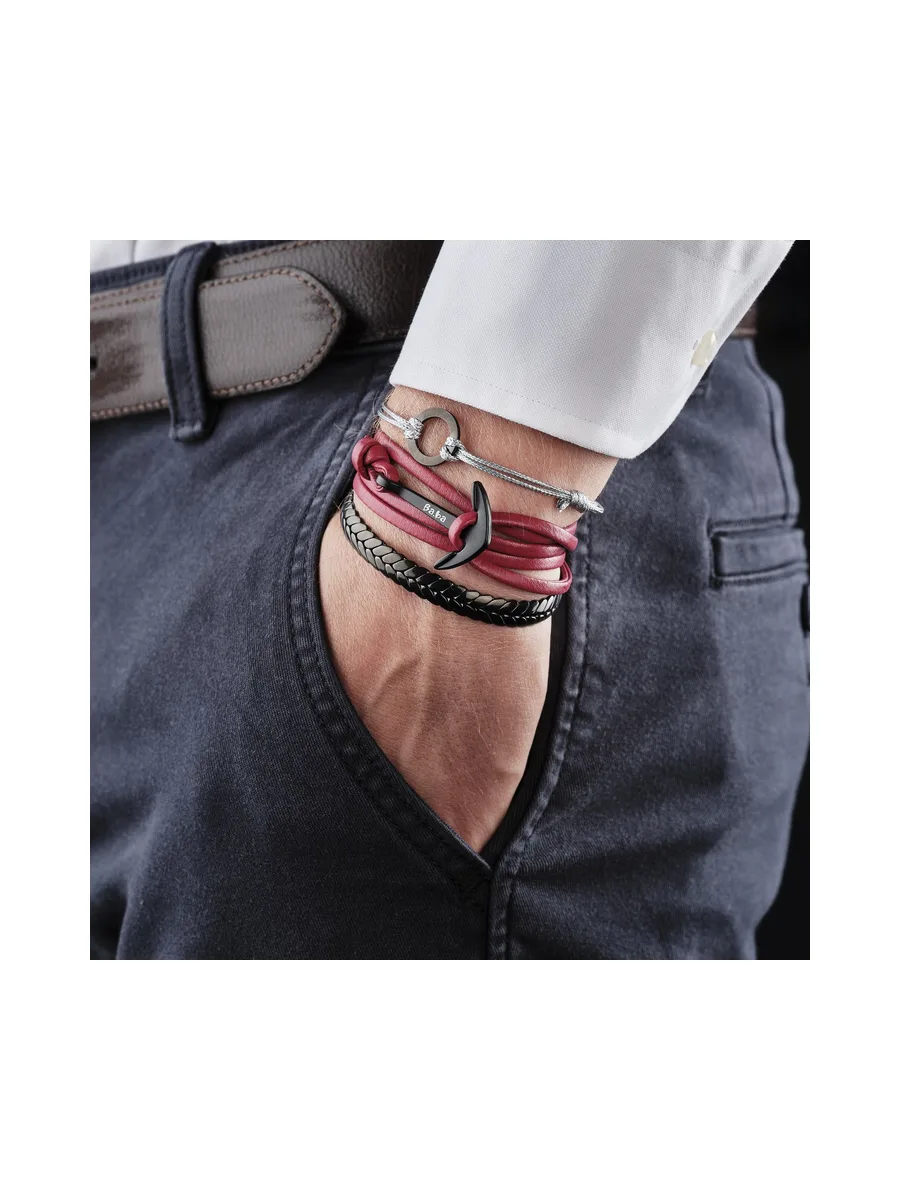 Bracelet Abbesses rouge - cuir 2