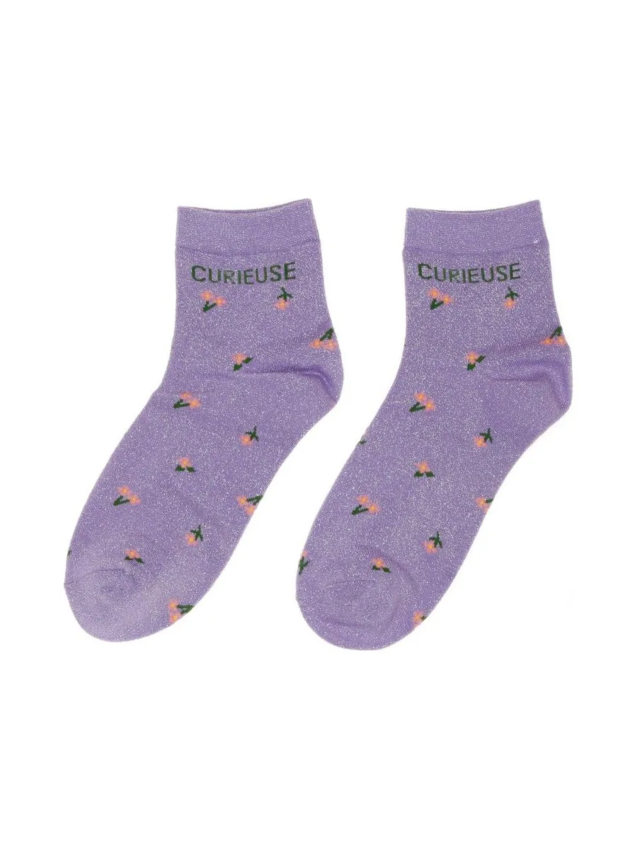 Chaussettes Mauve à Fleurs Femme Stella Green Curieuse 2