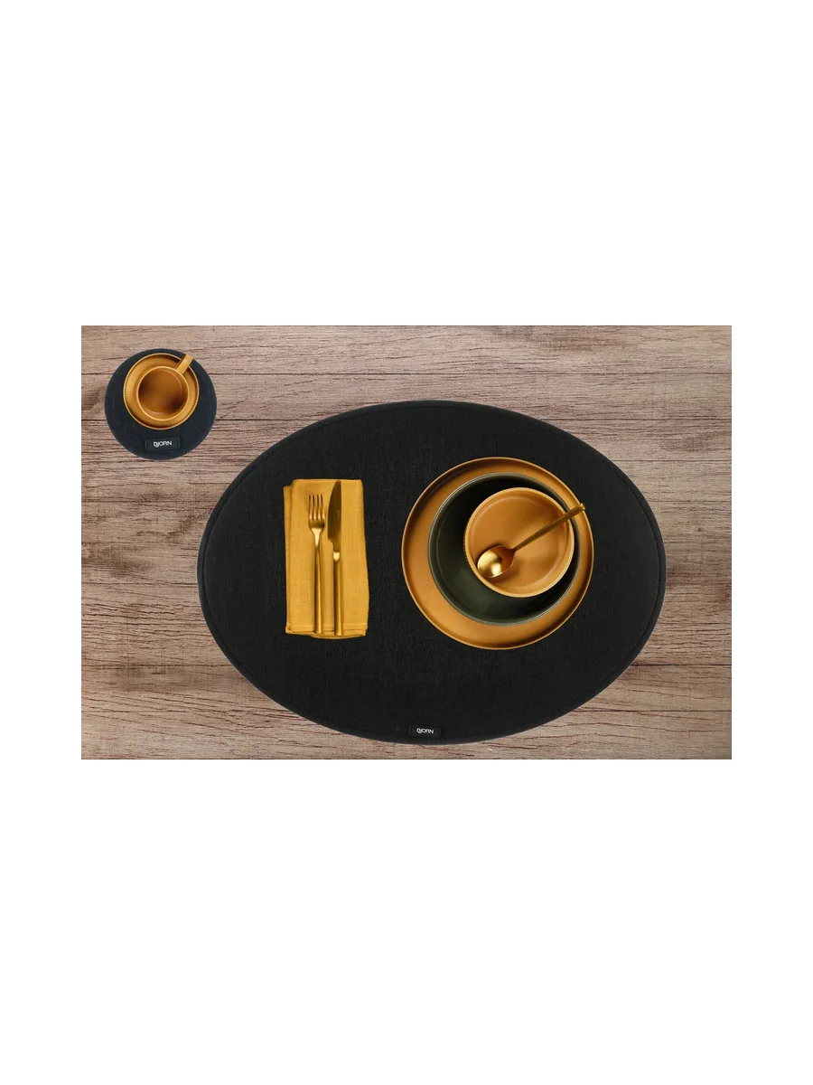 Sous-verre rond - 6 pièces - Feutre recyclé beige 23