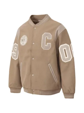 Veste Bomber Beige Homme Converse Luxe Varsity 1