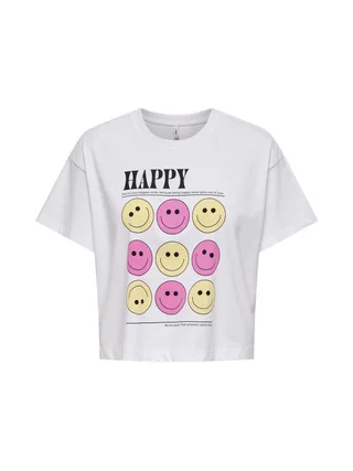 T-shirt Blanc Fille Kids ONLY Annbel-smile 1