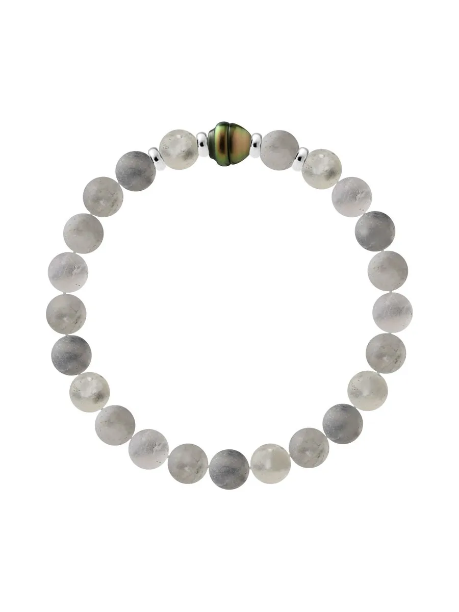 Bracelet Véritable Perle de Tahiti Cerclée 9-10 mm — Argent 925 Millièmes — 21 cm — Homme 1
