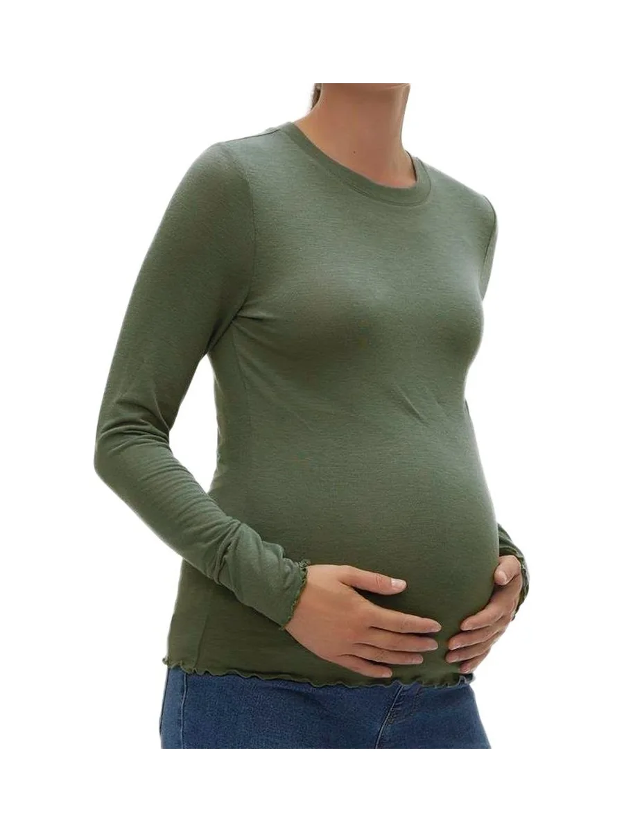 T-shirt de Grossesse Manches Longues Vert Femme Vero Moda Maternity Top 2