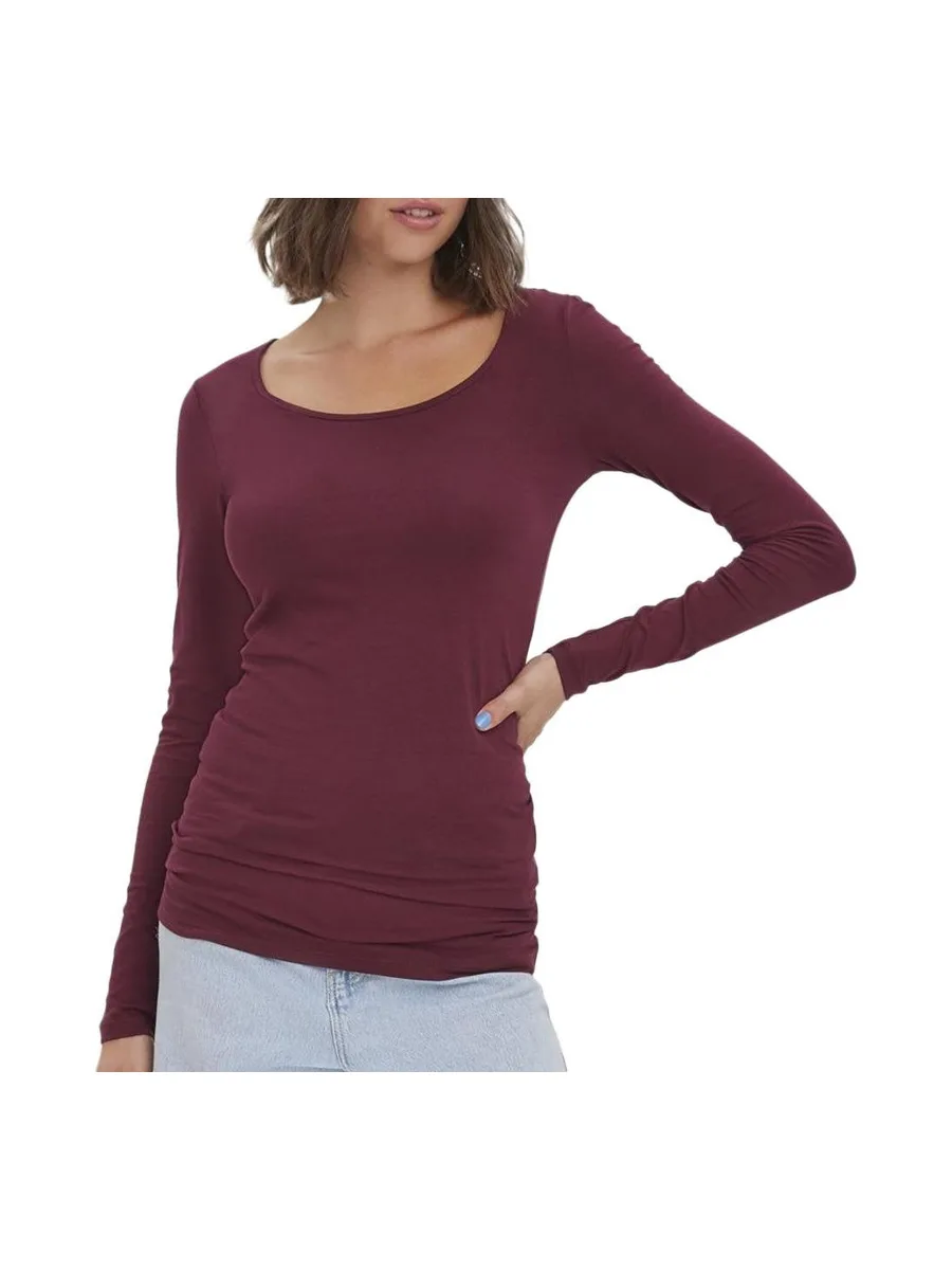 T-shirt Prune Femme Vero Moda Maxi My Ls Soft 2