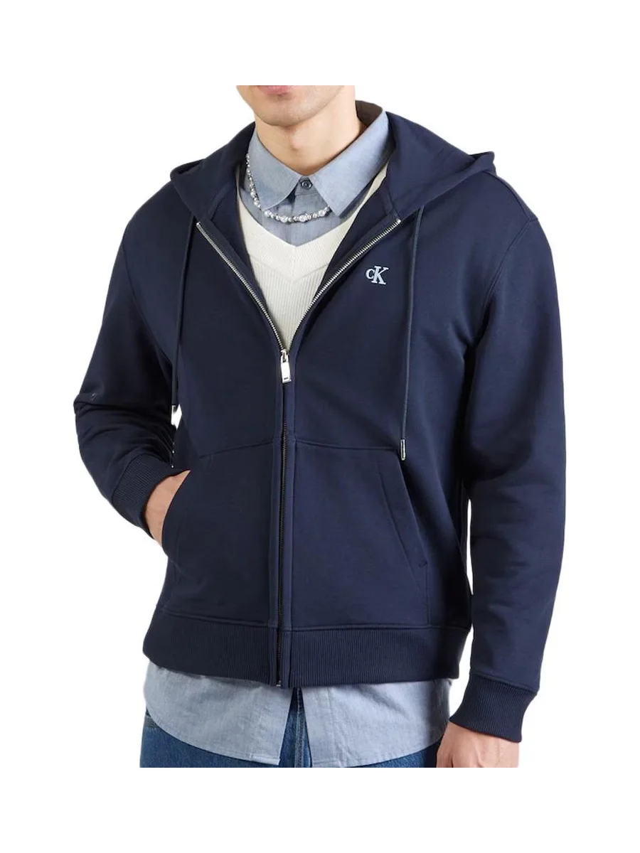 Sweat Zippé Marine Homme Calvin Klein Jeans Terry Monog 2