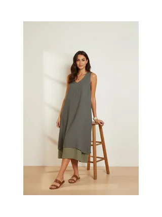Robes doublé décontractées col v  S/M 2